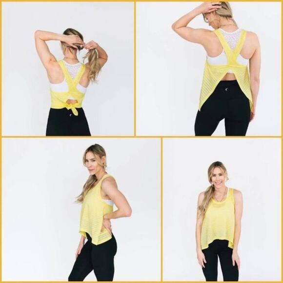 Zyia Women's Lemon Yellow Nimbus Split Back Tank Top Size XL X-Large - Picture 2 of 9